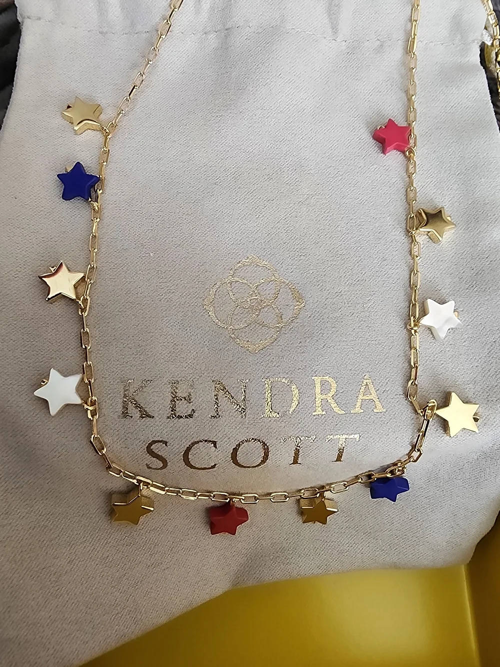 Kendra Scott Gold Necklace with Red, Blue, White and Pink Star Charms - Picture 2 of 4